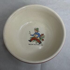 Vintage Tom Tom the Pipers Son Nursery Rhyme Childrens Ceramic Baby Feeding Bowl